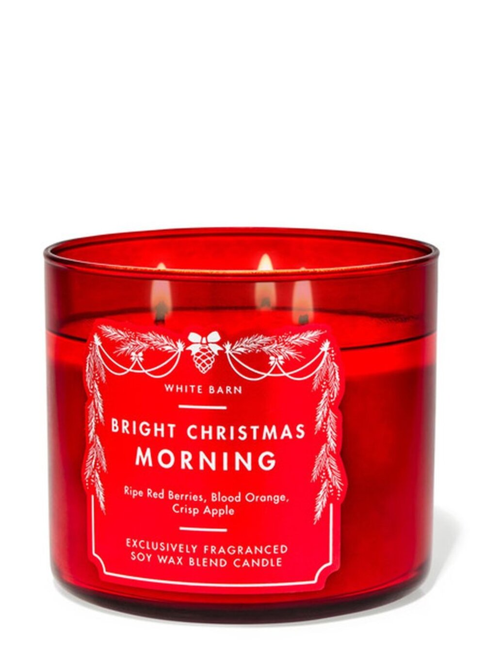 White Barn Bath & Body Works Bright Christmas Morning 3-Wick Holiday Candle NEW
